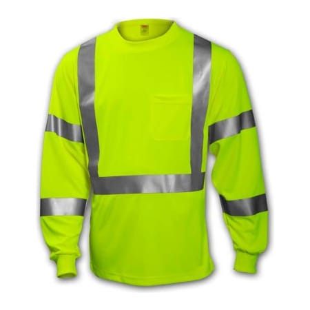 Tingley® S75522 Class 3 Long Sleeve T-Shirt, Fluorescent Yellow/Green, 4XL